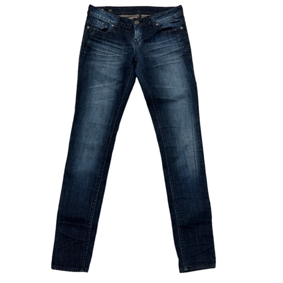 Buffalo David Bitton Jadine Low Rise Stretch Skinny Dark Wash Fading Whiskering - Picture 1 of 8